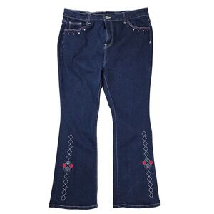 Embroidered Flare Jeans Womens 3XL Blue Good Southwestern Boho Stretch Country
